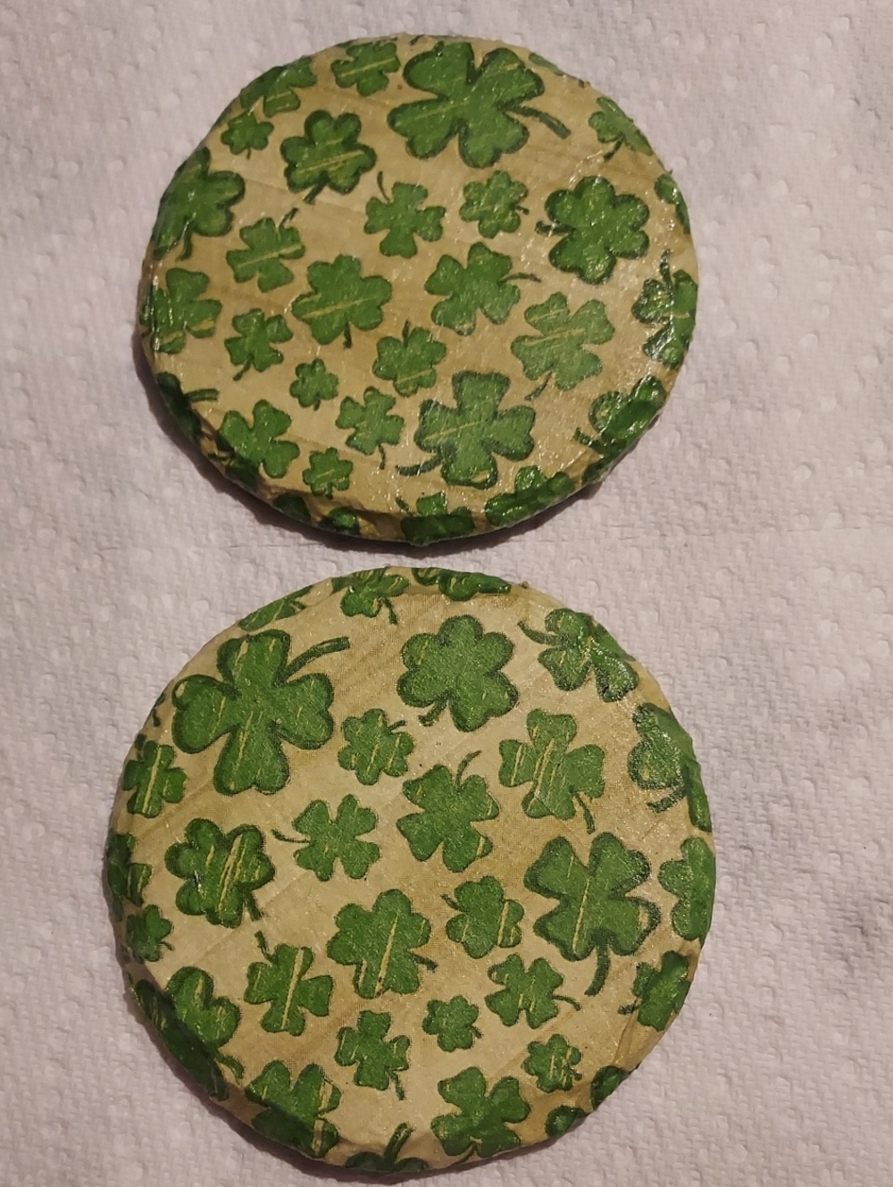 Handmade Shamrock Slate Coasters - Green Clover Design